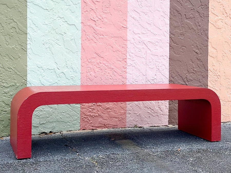 Red Hot Grasscloth Waterfall Coffee Table