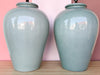 Pair of Seafoam Crackle Ginger Jar Lamps