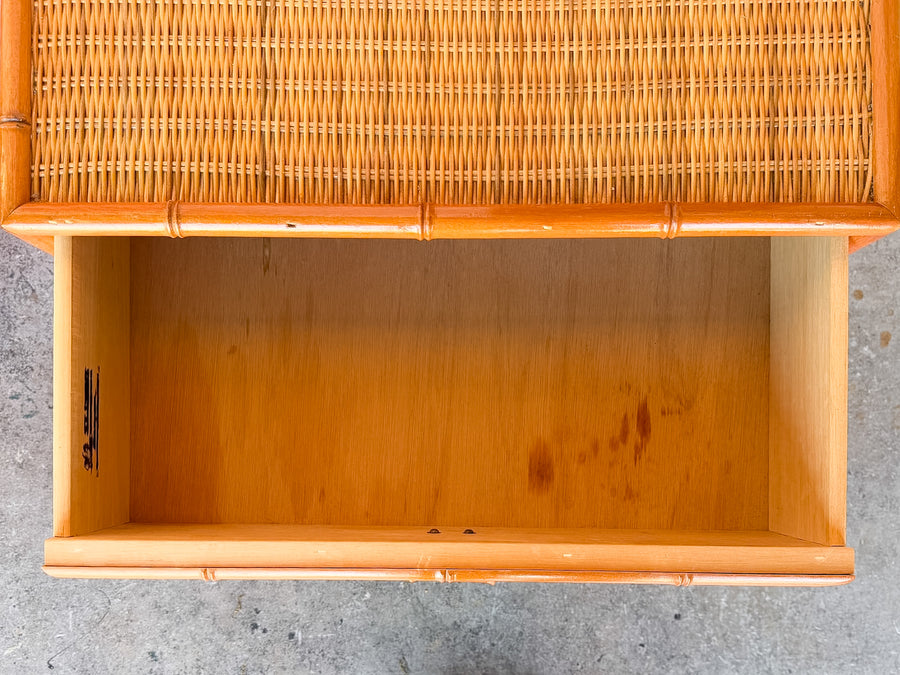 Pair of Coastal Rattan Nightstands