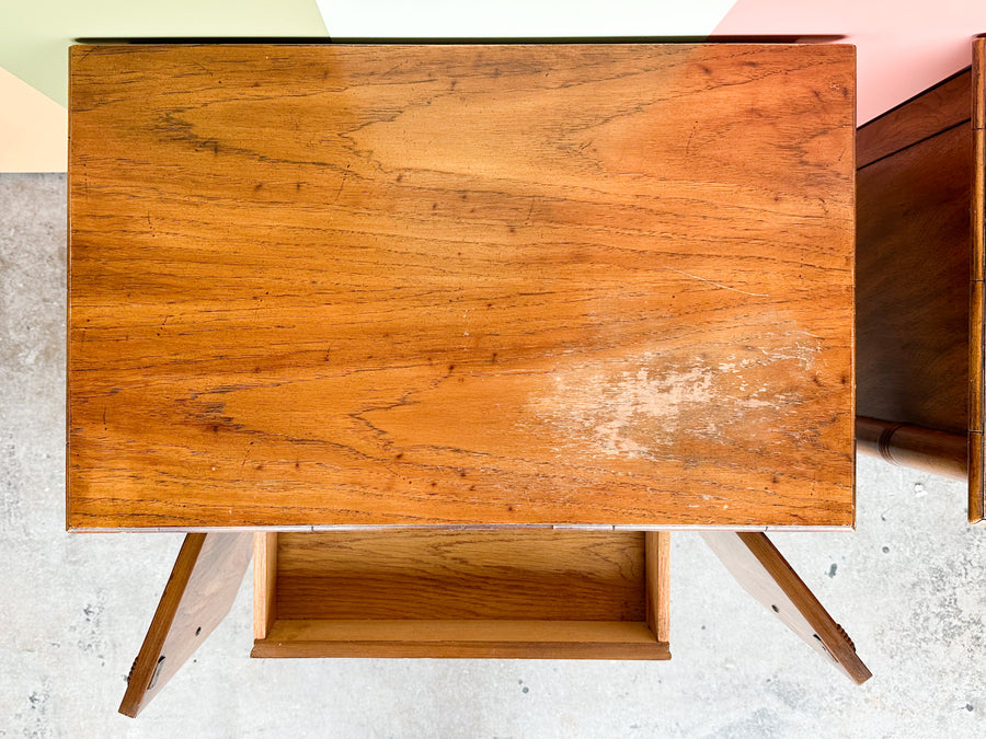 Pair of Handsome Thomasville Faux Bamboo Nightstands