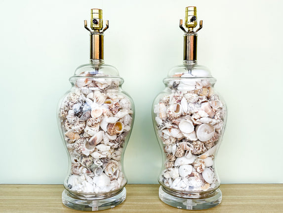 Coastal Chic Shell and Lucite Lamps