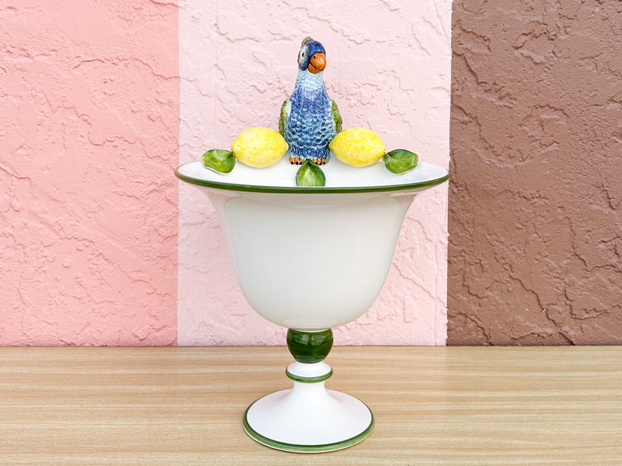 Italian Parrot and Lemon Pedestal Bowl