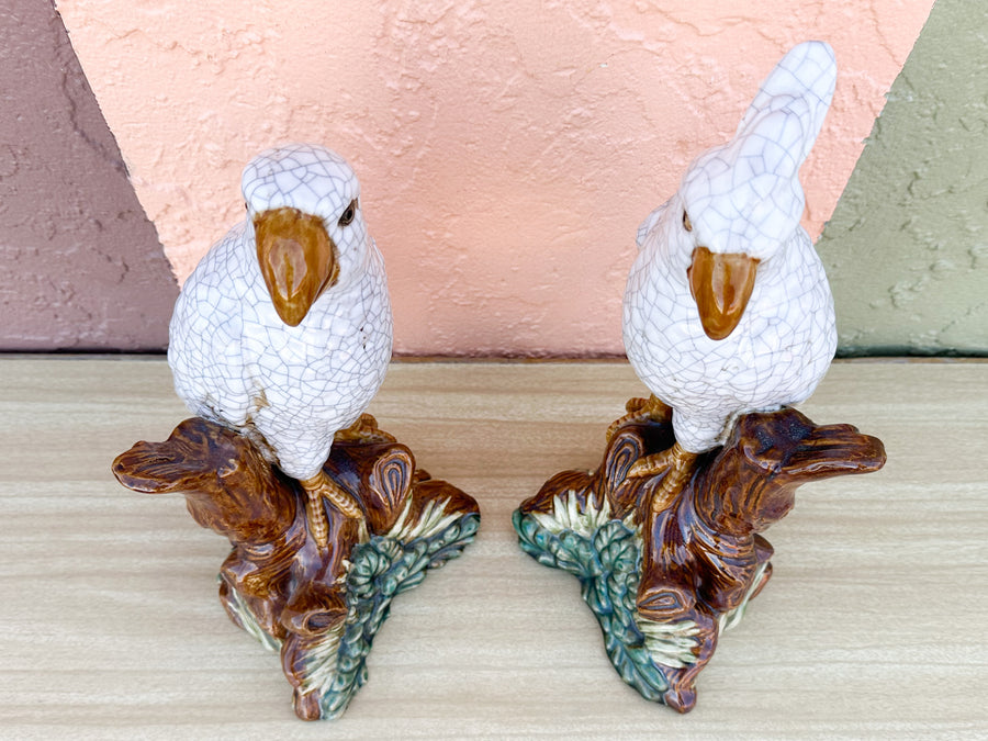 Pair of Ceramic Cockatoos