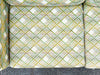 Pink and Green Plaid Upholstered Sofa