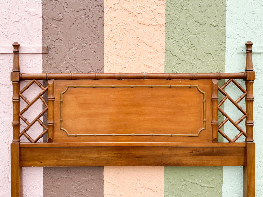 Handsome Faux Bamboo Chippendale Queen Headboard