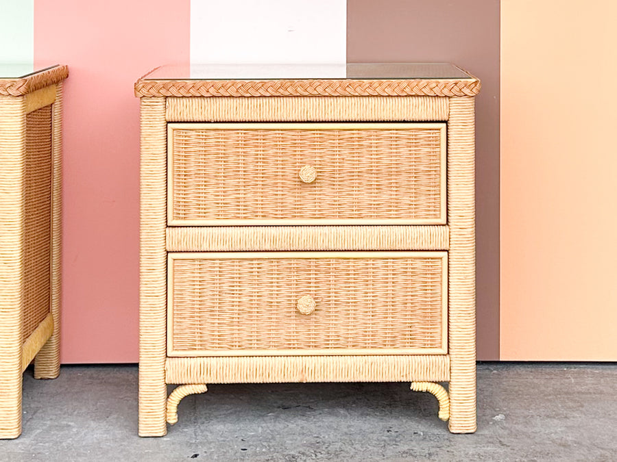 Pair of Henry Link Wicker Nightstands