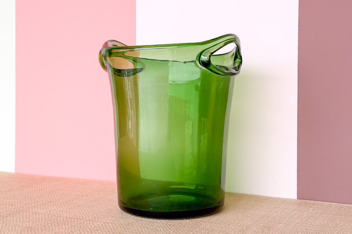 Green Glass Ice Bucket