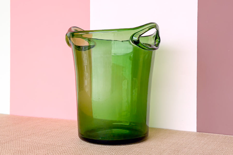Green Glass Ice Bucket