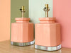 Pair of Coral and Lucite Bauer Lamps