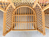 Pair of High Back Rattan Lattice Chairs