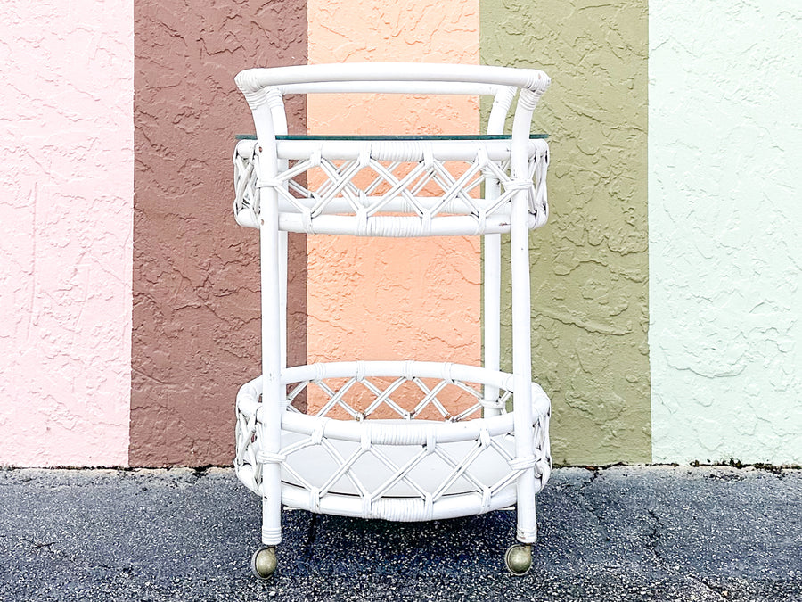 Ficks Reed Round Rattan Bar Cart