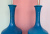 Pair of Ocean Blue MCM Style Lamps