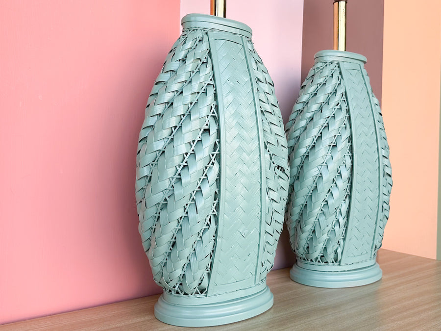 Pair of Island Chic Woven Lamps