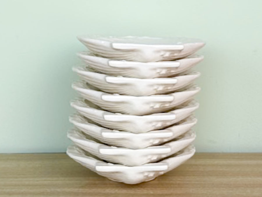 Set of Eight Shell Tea Cups and Saucers