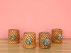 Set of Four Emerald Shell and Rattan Napkin Rings