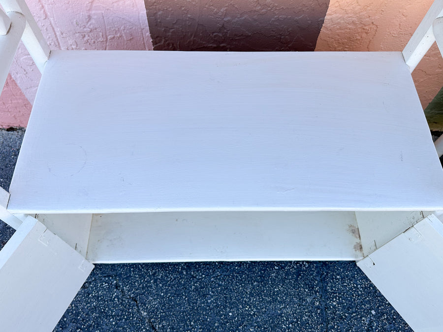 Pair of White Rattan Etageres
