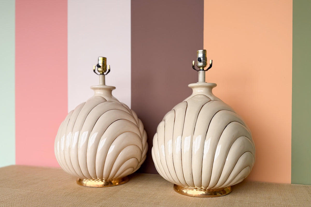 80's Chic Cream and Gold Lamps