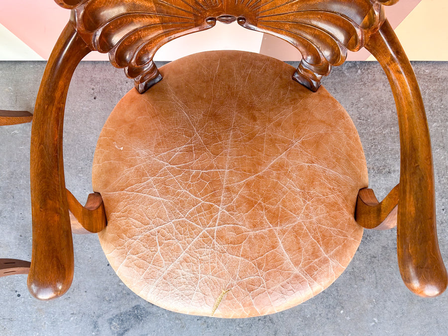 Pair of Shell Wood Back Accent Chairs