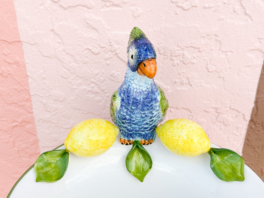 Italian Parrot and Lemon Pedestal Bowl