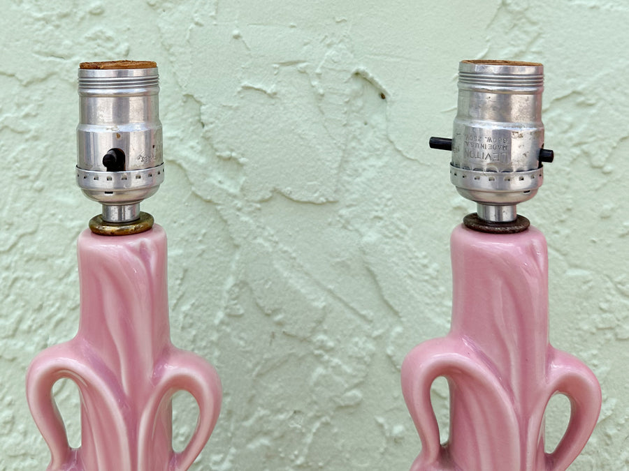 Pair of Pink Chic Art Deco Lamps