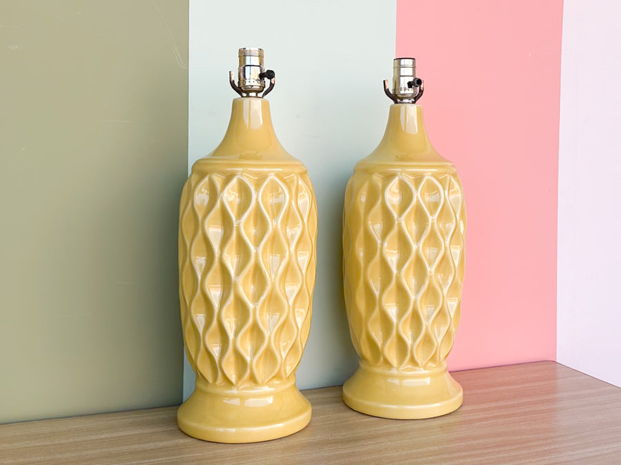 Pair of Happy Yellow MCM Lamps
