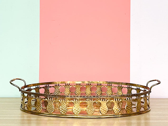 Large Brass Etched Pineapple Tray