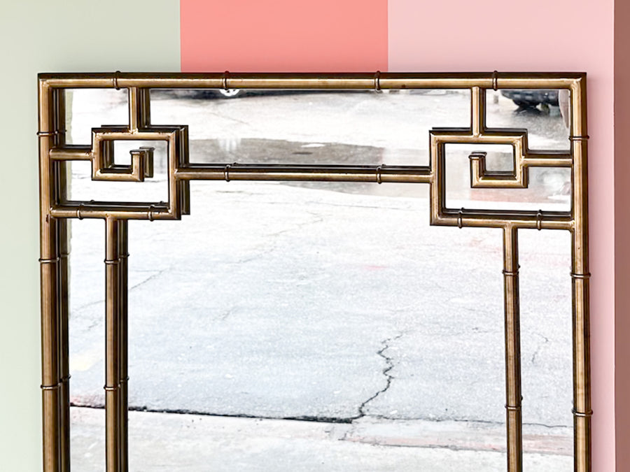 Regency Style Brass Greek Key Mirror