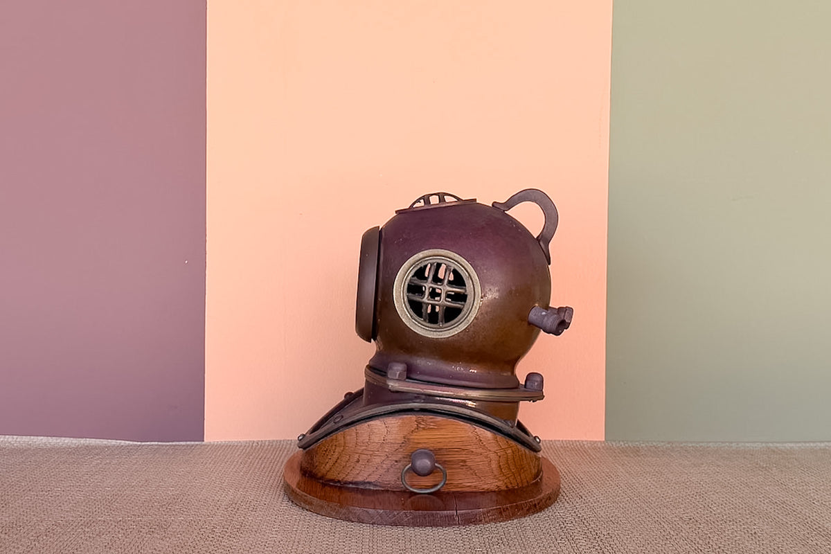 Bronze Dive Helmet Desk Clock
