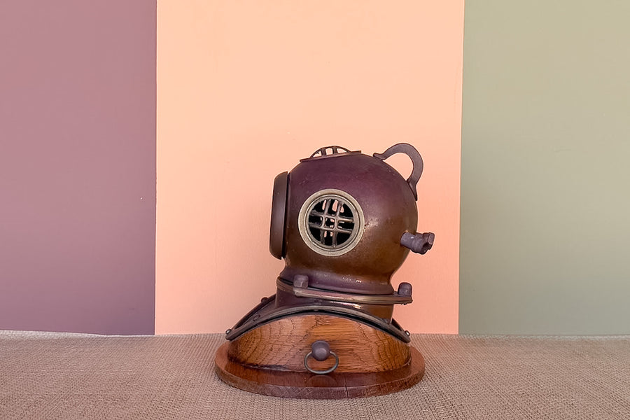 Bronze Dive Helmet Desk Clock