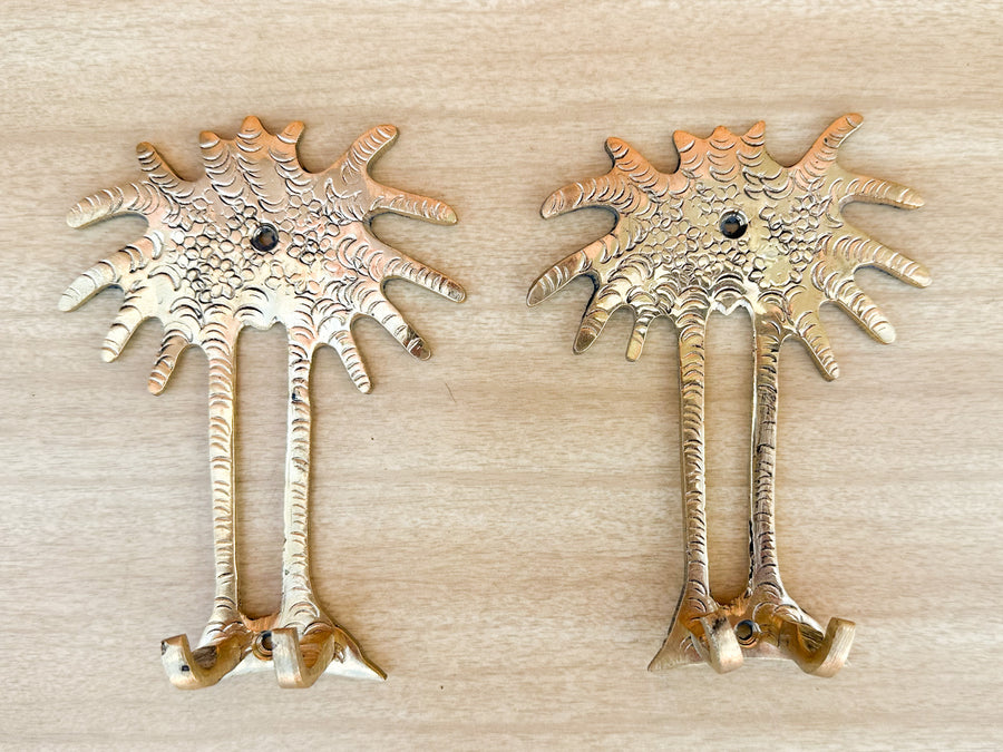 Pair of Brass Palm Tree Hooks