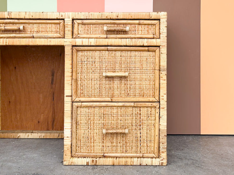 Coastal Rattan Wrapped Desk