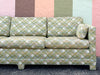 Pink and Green Plaid Upholstered Sofa