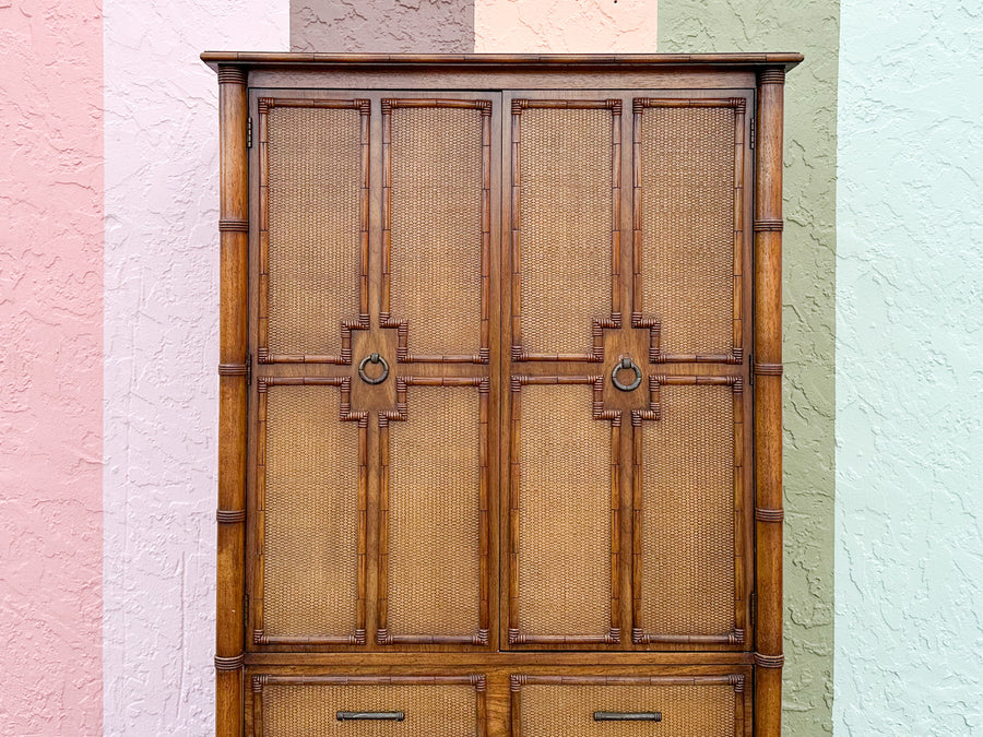 Handsome Faux Bamboo Thomasville Armoire