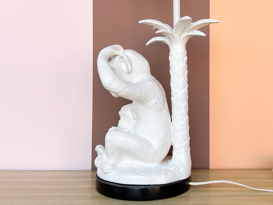 Whimsical Ceramic Monkey and Palm Tree Lamp