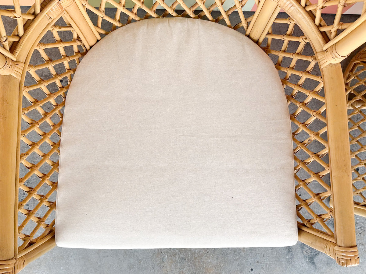 Pair of High Back Rattan Lattice Chairs