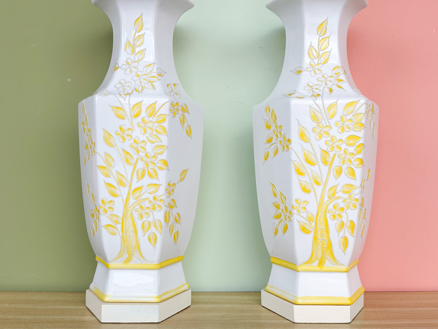 Pair of Floral Yellow Icing Lamps