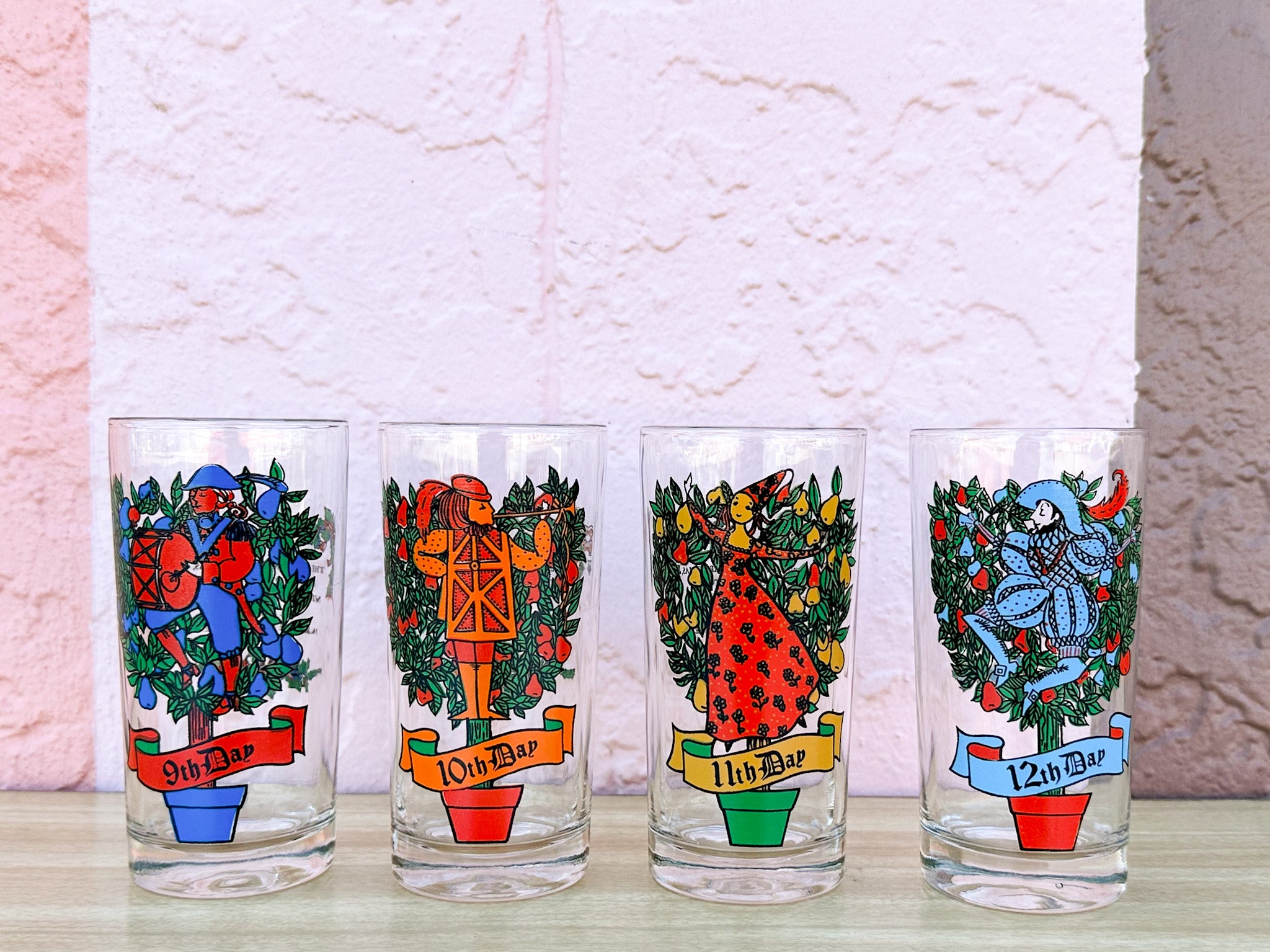 Vintage Indiana Glass 12 Days of popular Christmas Glasses