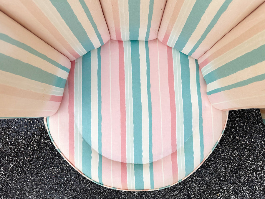 Pair of Cute Striped Upholstered Swivel Chairs