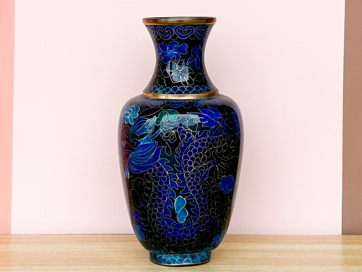 Blue Dragon Cloisonné Vase