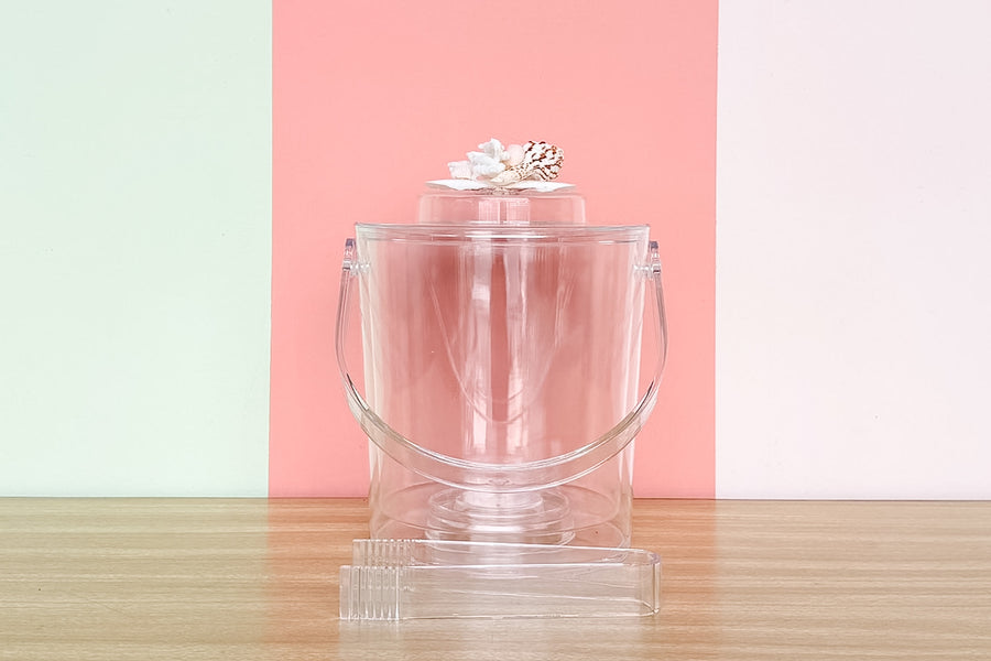 Clam Shell and Coral Lucite Ice Bucket