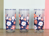 Set of Six Culver Blue and Orange Flower Glasses