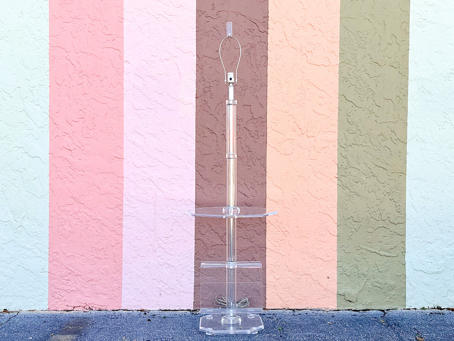 Fab Lucite Floor Lamp and Magazine Rack