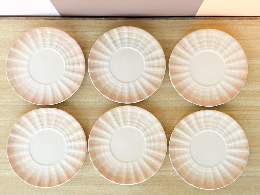 Set of Five Seashell Teacups and Saucers