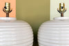 Pair of Ribbed White Ceramic Lamps