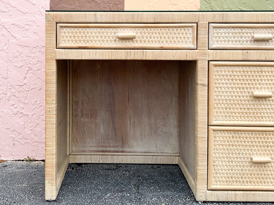 Coastal Style Rattan Wrapped Desk