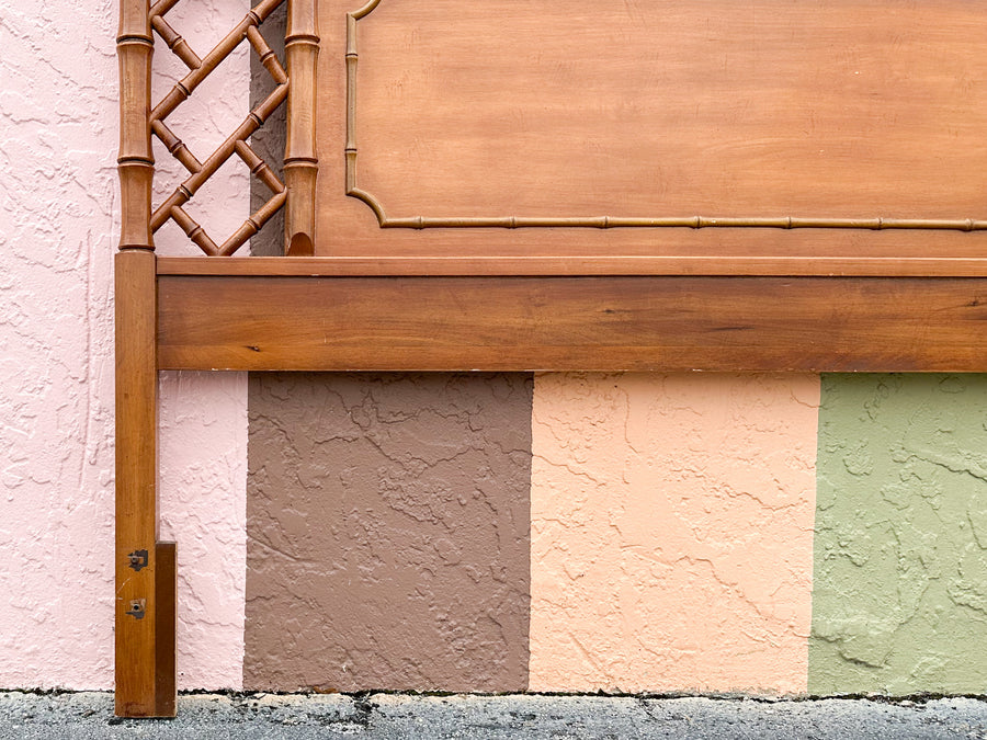 Handsome Faux Bamboo Chippendale Queen Headboard
