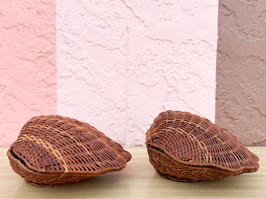 Pair of Wicker Clam Shell Baskets