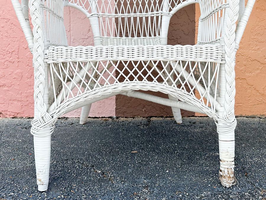 Pair of Braided Wicker Chic Lounge Chairs
