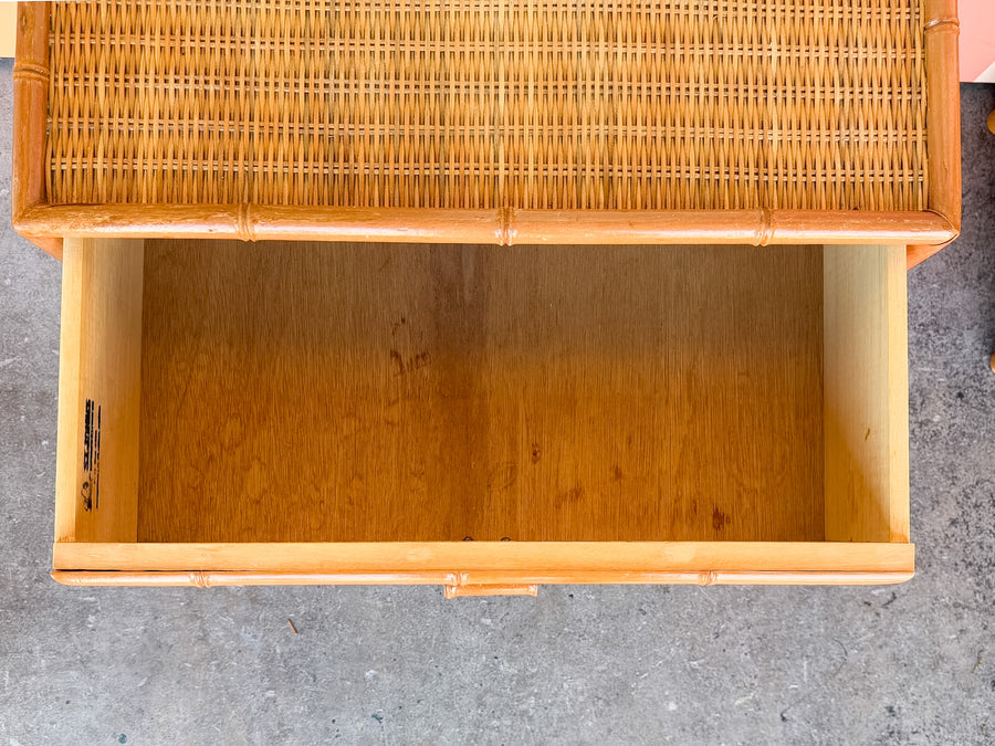 Pair of Coastal Rattan Nightstands