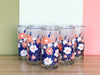 Set of Six Culver Blue and Orange Flower Glasses